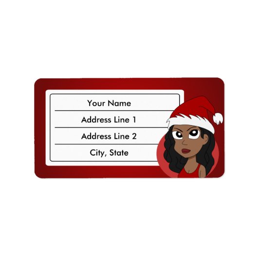 Kerstmeisje cartoon etiket (Voorkant)