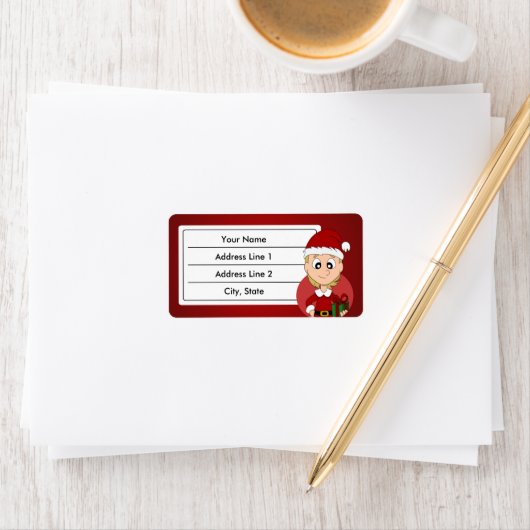 Kerstmeisje cartoon etiket (Insitu)
