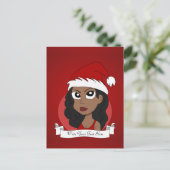 Kerstmeisje cartoon feestdagenkaart (Staand voorkant)