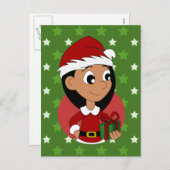 Kerstmeisje cartoon feestdagenkaart (Voorkant / Achterkant)