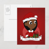 Kerstmeisje cartoon feestdagenkaart (Voorkant / Achterkant)