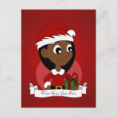 Kerstmeisje cartoon feestdagenkaart (Voorkant)