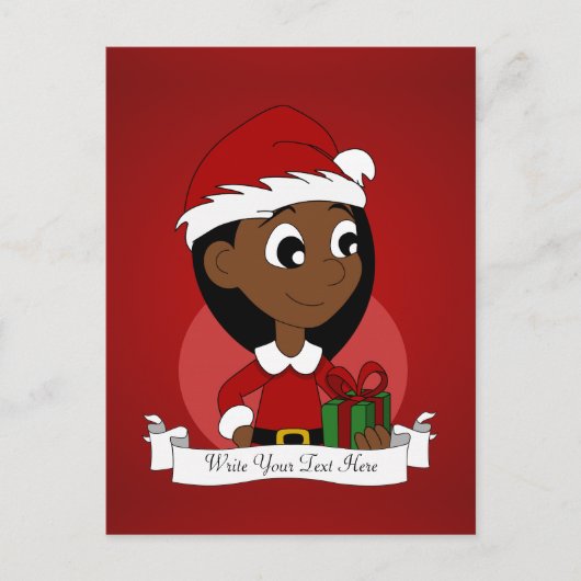 Kerstmeisje cartoon feestdagenkaart (Voorkant)