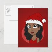 Kerstmeisje cartoon feestdagenkaart (Voorkant / Achterkant)