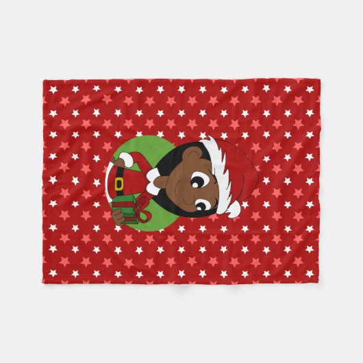 Kerstmeisje cartoon fleece deken (Voorkant (Horizontaal))