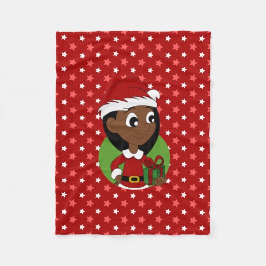 Kerstmeisje cartoon fleece deken (Voorkant)