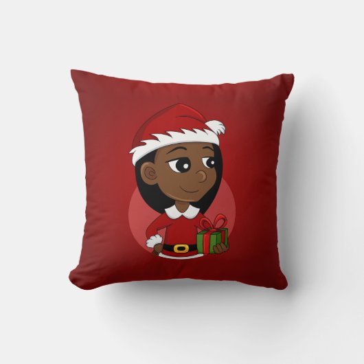 Kerstmeisje cartoon gooit kussens (Voorkant)