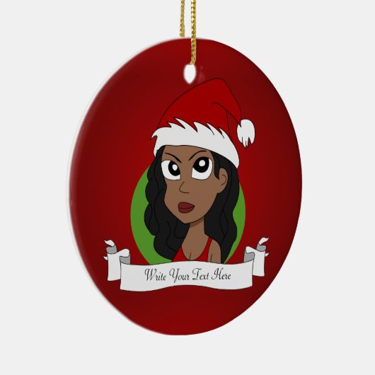 Kerstmeisje cartoon keramisch ornament (Rechts)