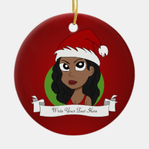Kerstmeisje cartoon keramisch ornament
