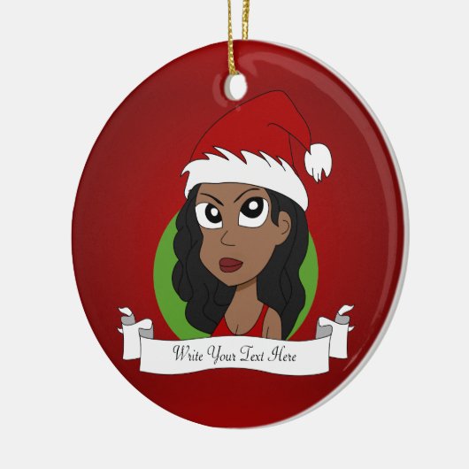 Kerstmeisje cartoon keramisch ornament (Links)