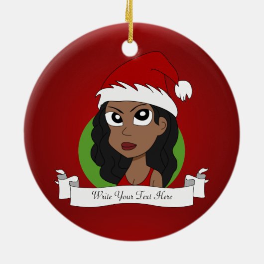 Kerstmeisje cartoon keramisch ornament (Achterkant)