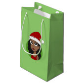 Kerstmeisje cartoon klein cadeauzakje (Achterkant Gekanteld)