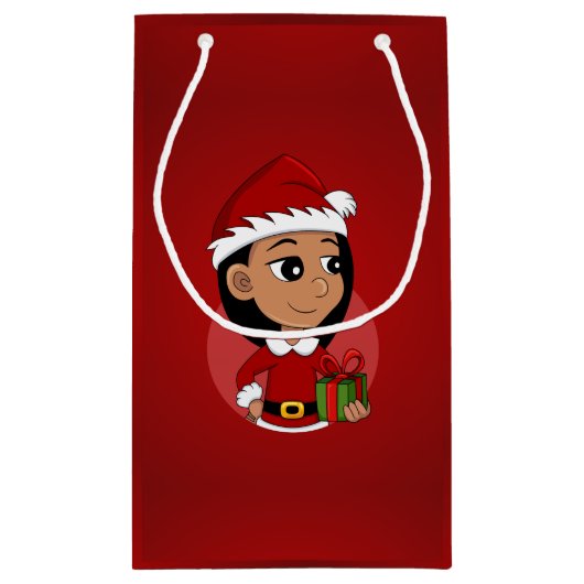 kerstmeisje cartoon kleine cadeautas (Achterkant)