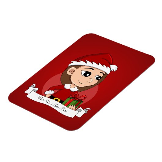 kerstmeisje cartoon magnet magneet (Linkerzijde)