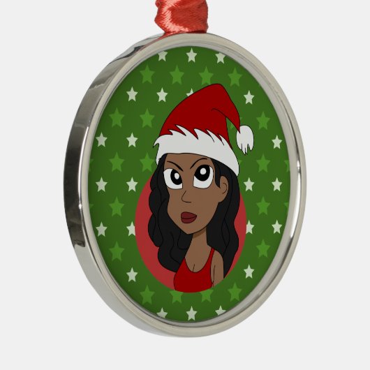 Kerstmeisje cartoon metalen ornament (Rechts)