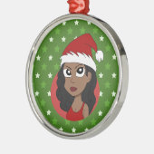 Kerstmeisje cartoon metalen ornament (Links)
