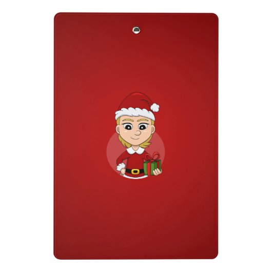 Kerstmeisje cartoon mini klembord (Achterkant)