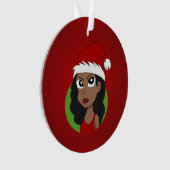 Kerstmeisje cartoon ornament (voorkant)