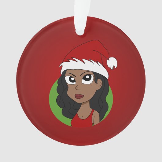 Kerstmeisje cartoon ornament (voorkant)