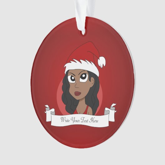 Kerstmeisje cartoon ornament (voorkant)