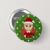 Kerstmeisje cartoon pinback ronde button 5,7 cm (Voorkant /achterkant)