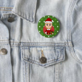 Kerstmeisje cartoon pinback ronde button 5,7 cm (In situ)
