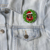 Kerstmeisje cartoon pinback ronde button 5,7 cm (In situ)