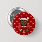 Kerstmeisje cartoon pinback ronde button 5,7 cm (Voorkant /achterkant)