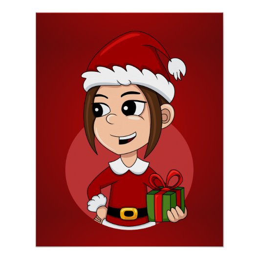 Kerstmeisje cartoon poster (Voorkant)
