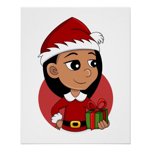 kerstmeisje cartoon poster (Voorkant)