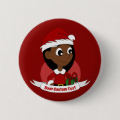 Kerstmeisje cartoon ronde button 5,7 cm (Voorkant)
