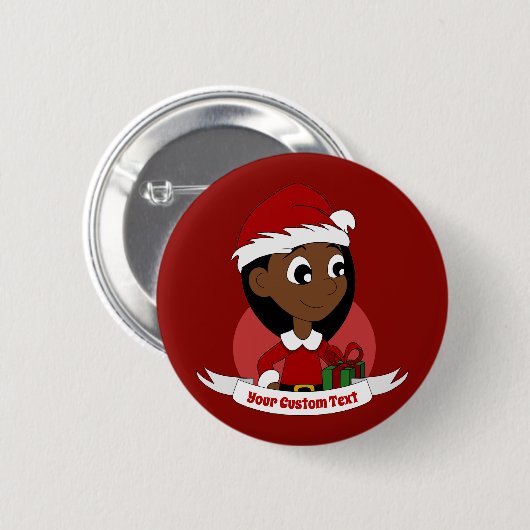 Kerstmeisje cartoon ronde button 5,7 cm (Voorkant /achterkant)