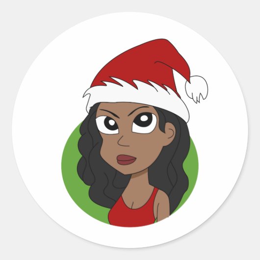 Kerstmeisje cartoon ronde sticker (Voorkant)