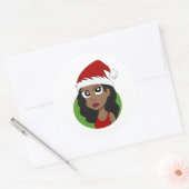 Kerstmeisje cartoon ronde sticker (Envelop)