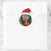 Kerstmeisje cartoon ronde sticker (Tas)