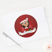 Kerstmeisje cartoon ronde sticker (Envelop)