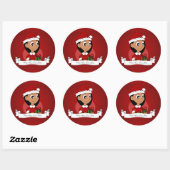 Kerstmeisje cartoon ronde sticker (Vel)