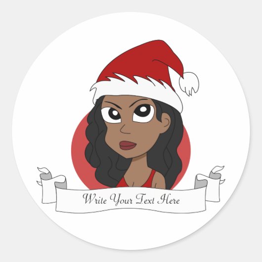 Kerstmeisje cartoon ronde sticker (Voorkant)