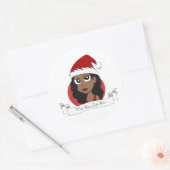 Kerstmeisje cartoon ronde sticker (Envelop)