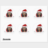 Kerstmeisje cartoon ronde sticker (Vel)