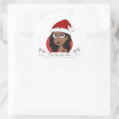 Kerstmeisje cartoon ronde sticker (Tas)