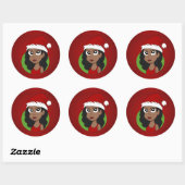 Kerstmeisje cartoon ronde sticker (Vel)