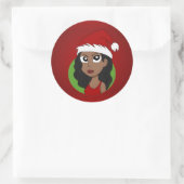 Kerstmeisje cartoon ronde sticker (Tas)