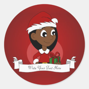 Kerstmeisje cartoon ronde sticker