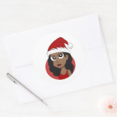 Kerstmeisje cartoon ronde sticker (Envelop)