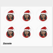 Kerstmeisje cartoon ronde sticker (Vel)