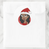 Kerstmeisje cartoon ronde sticker (Tas)