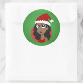 Kerstmeisje cartoon ronde sticker (Tas)