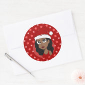 Kerstmeisje cartoon ronde sticker (Envelop)
