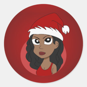Kerstmeisje cartoon ronde sticker